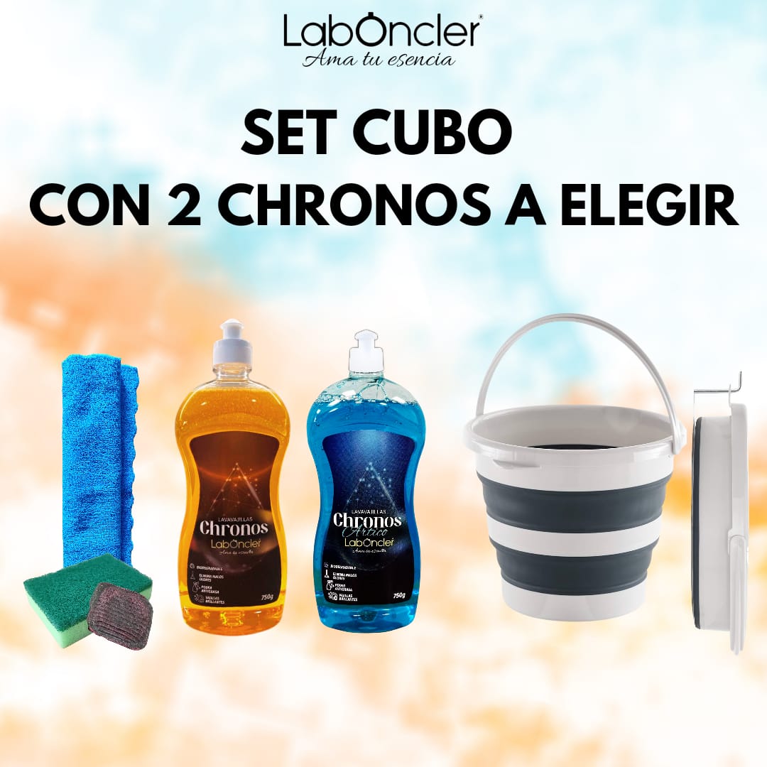 SET CUBO PLEGABLE CON 2 CHRONOS A ELEGIR+BAYETA+ESPONJA+JABONOSO