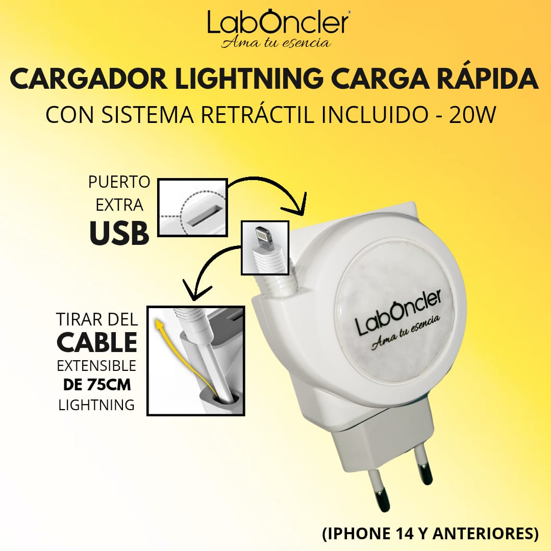 CARGADOR IPHONE 14 Y ANTERIORES